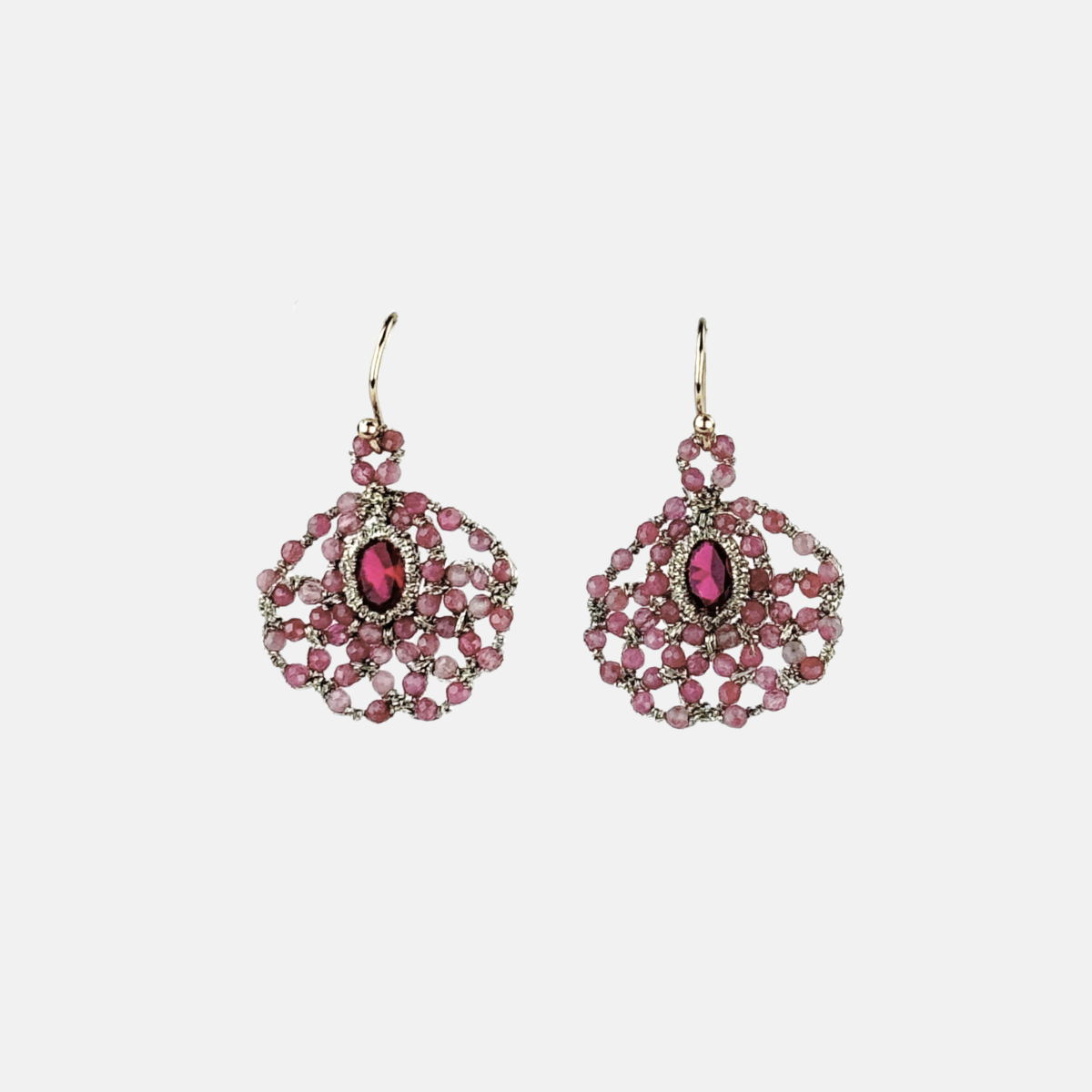 Danielle Welmond Garnet and Pink Tourmaline Fan Earrings - Big Bag NY