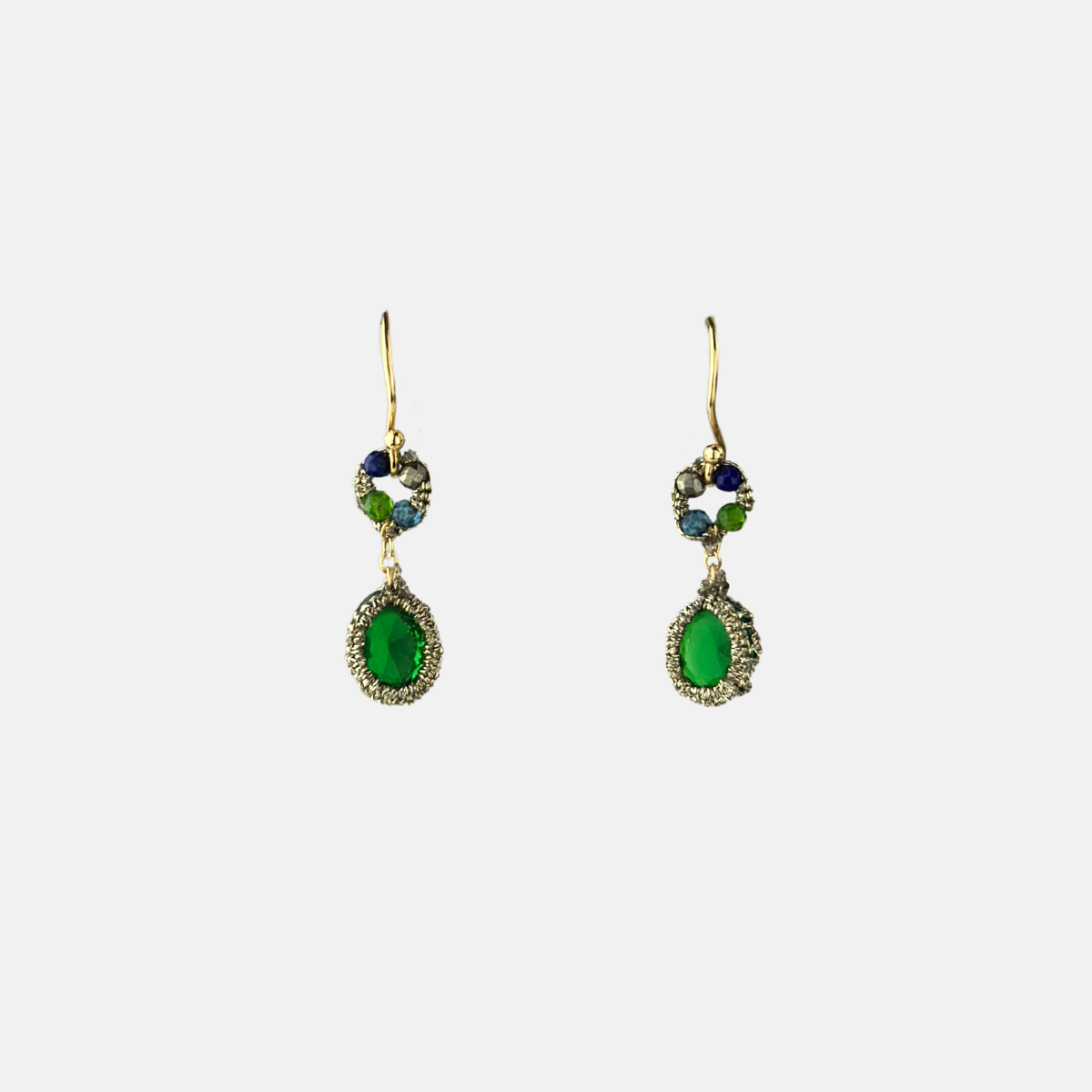 Danielle Welmond Mini Green Quartz Drops with Lapis, Pyrite and Iolite Accent - Big Bag NY