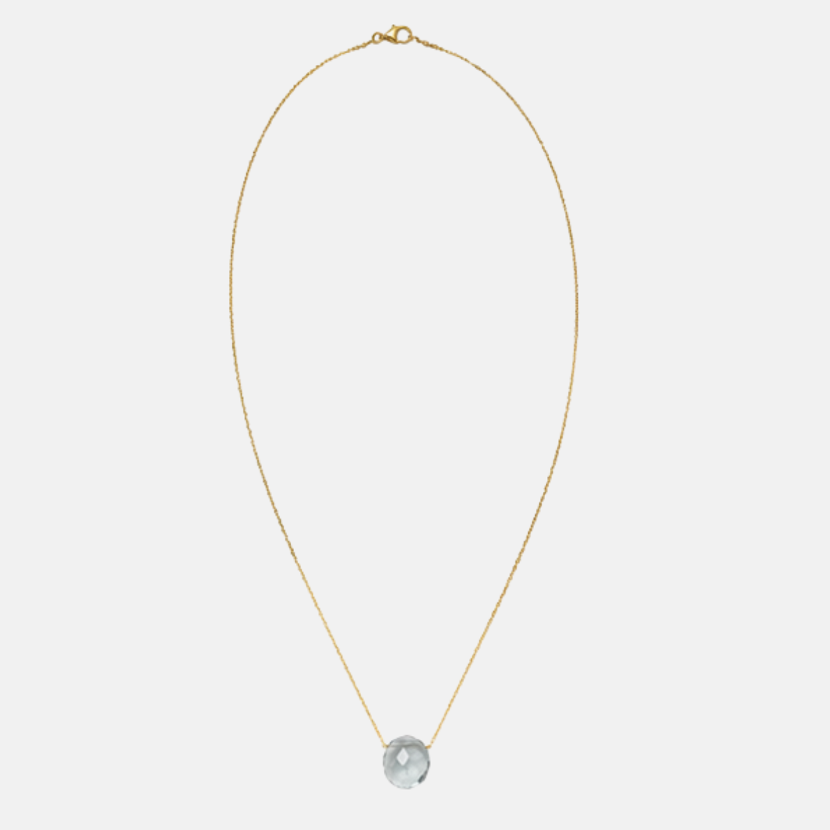 Danielle Welmond Single Green Amethyst Drop Gold Necklace - Big Bag NY