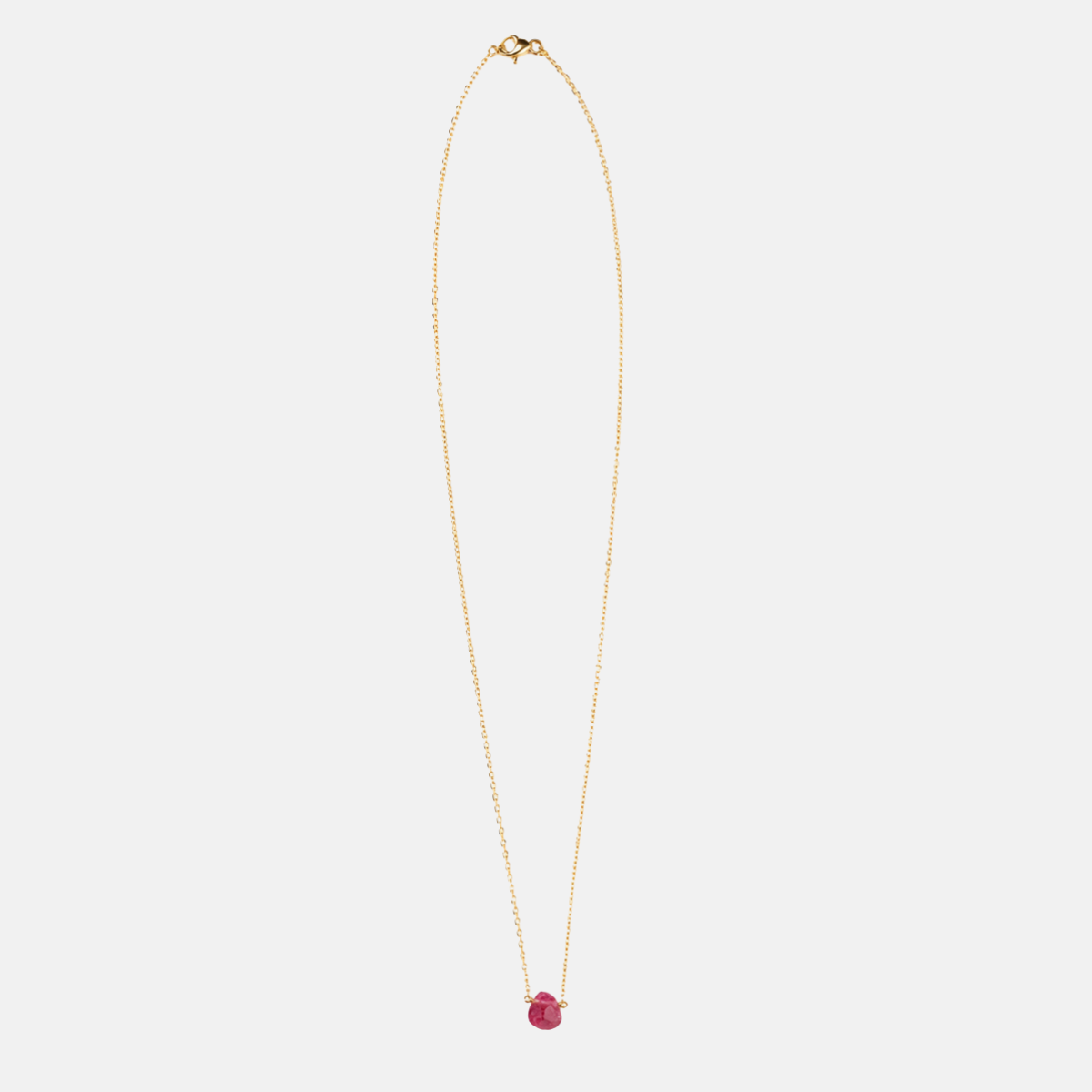 Danielle Welmond Single Ruby Drop Gold Necklace - Big Bag NY