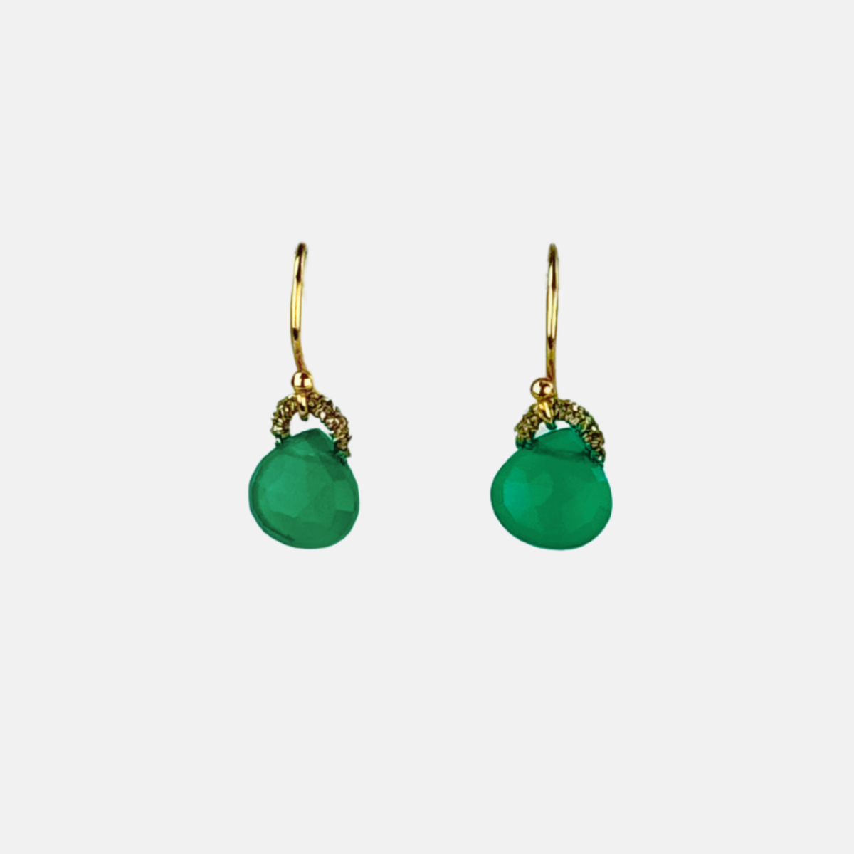 Danielle Welmond Woven Green Onyx Drop Earrings - Big Bag NY