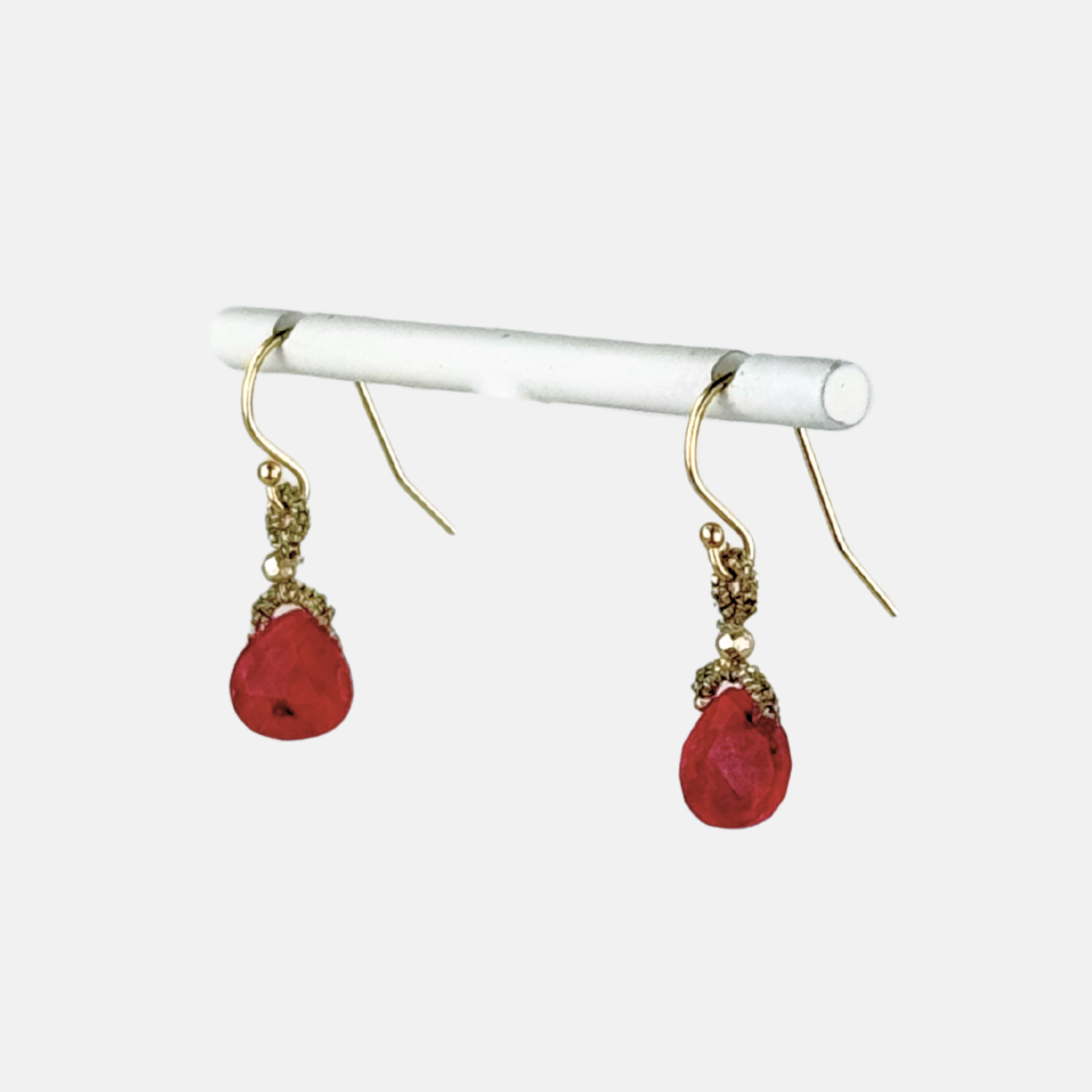 Danielle Welmond Woven Ruby Drop with Gold Pyrite Earrings - Big Bag NY