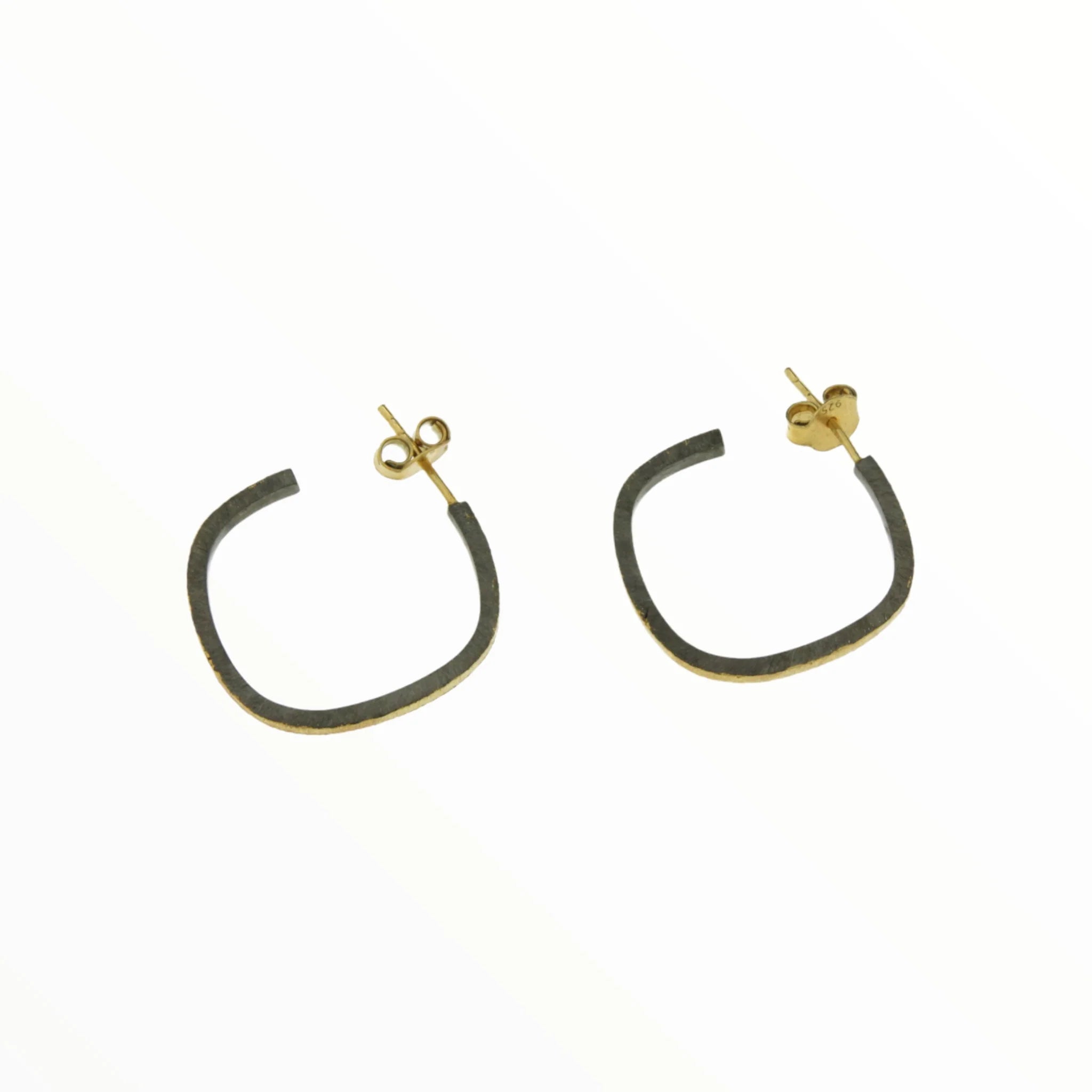 Manjusha Rhodium and Gold Rectangular Hoop Earrings - Big Bag NY