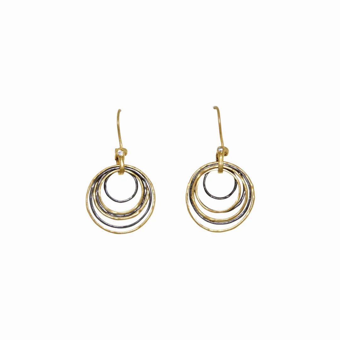 Manjusha Hammered Rings Two Tone Earrings- Big Bag NY