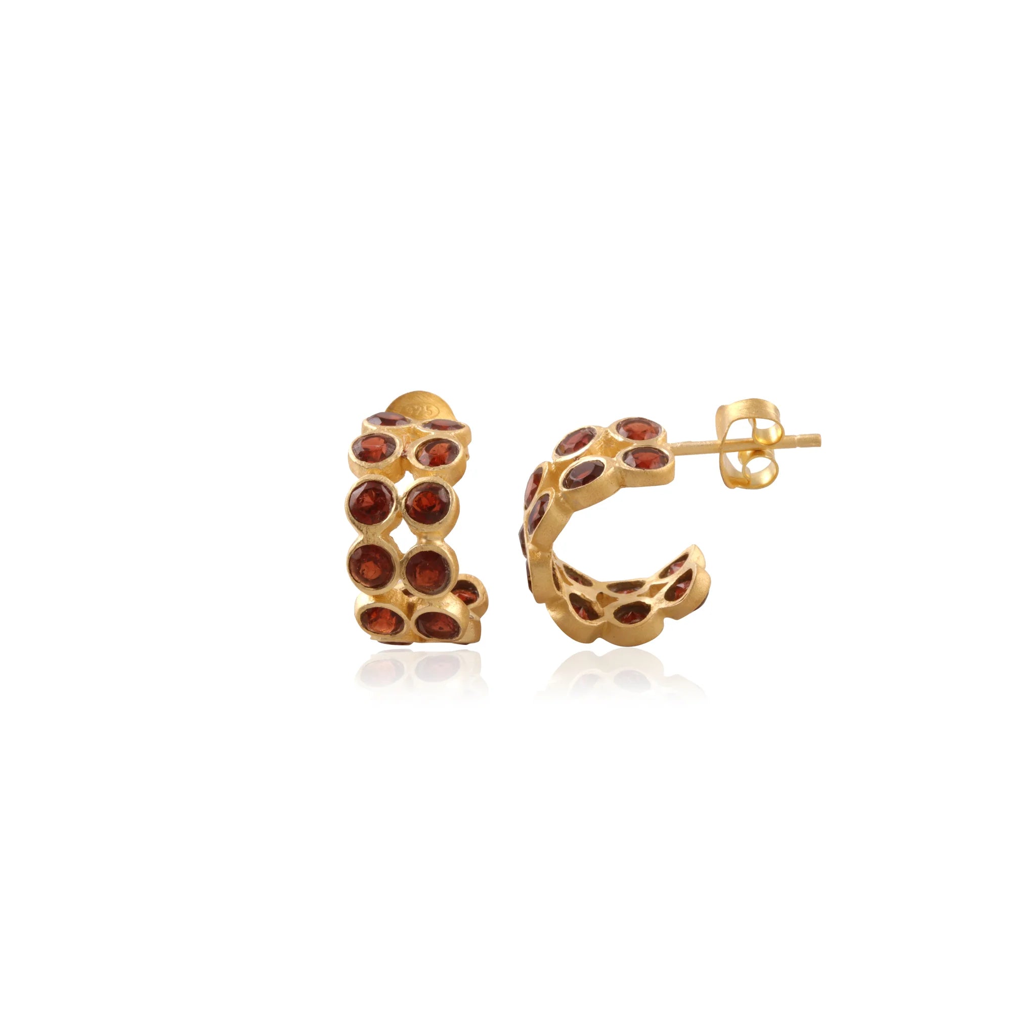 Manjusha Garnet Huggie Earrings - Big Bag NY