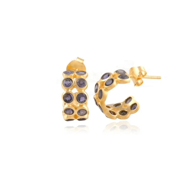 Manjusha Iolite Huggie Earrings - Big Bag NY