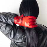 Studded Leather Glove with Buckle