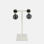 Black and Silver Ball Drop Earrings in Tourmaline Quartz - Big Bag NY