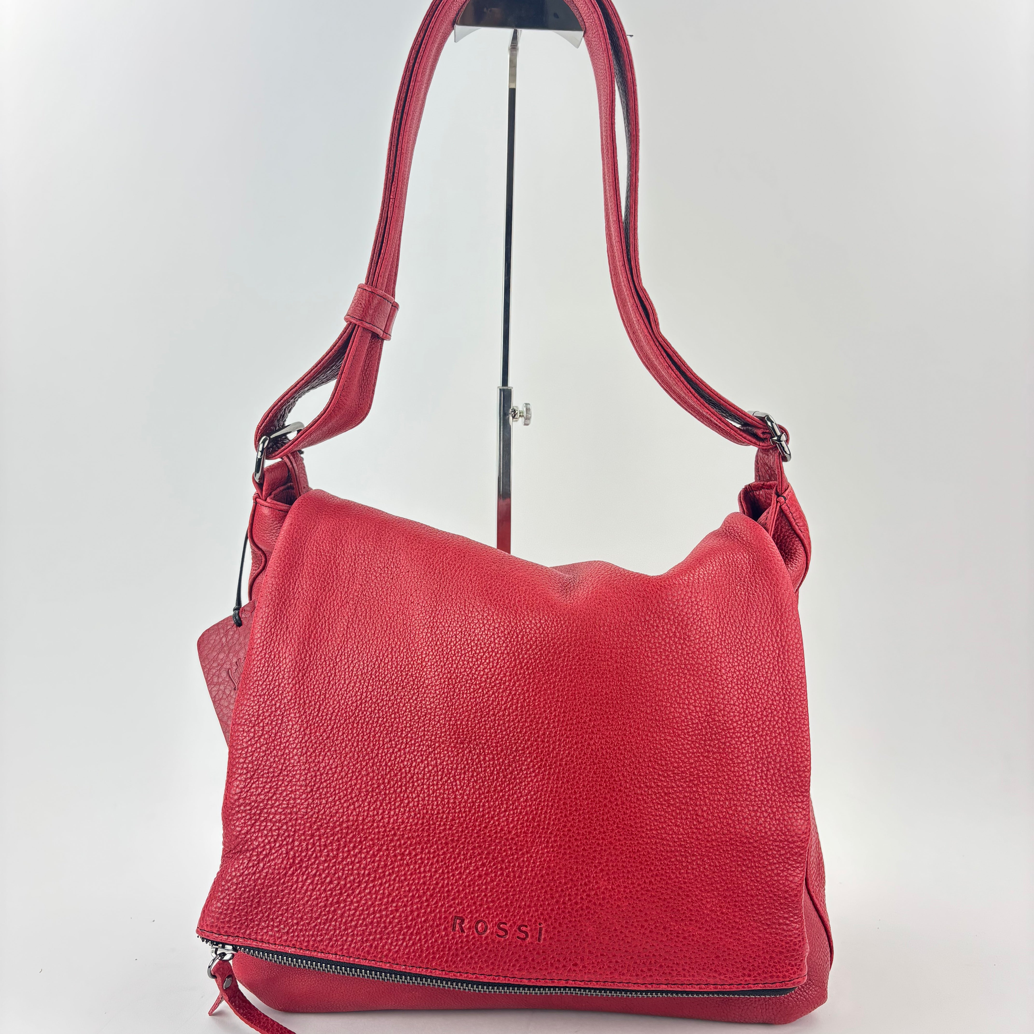Large Zip Flap pocket Hobo Crossbody Red - Big Bag NY