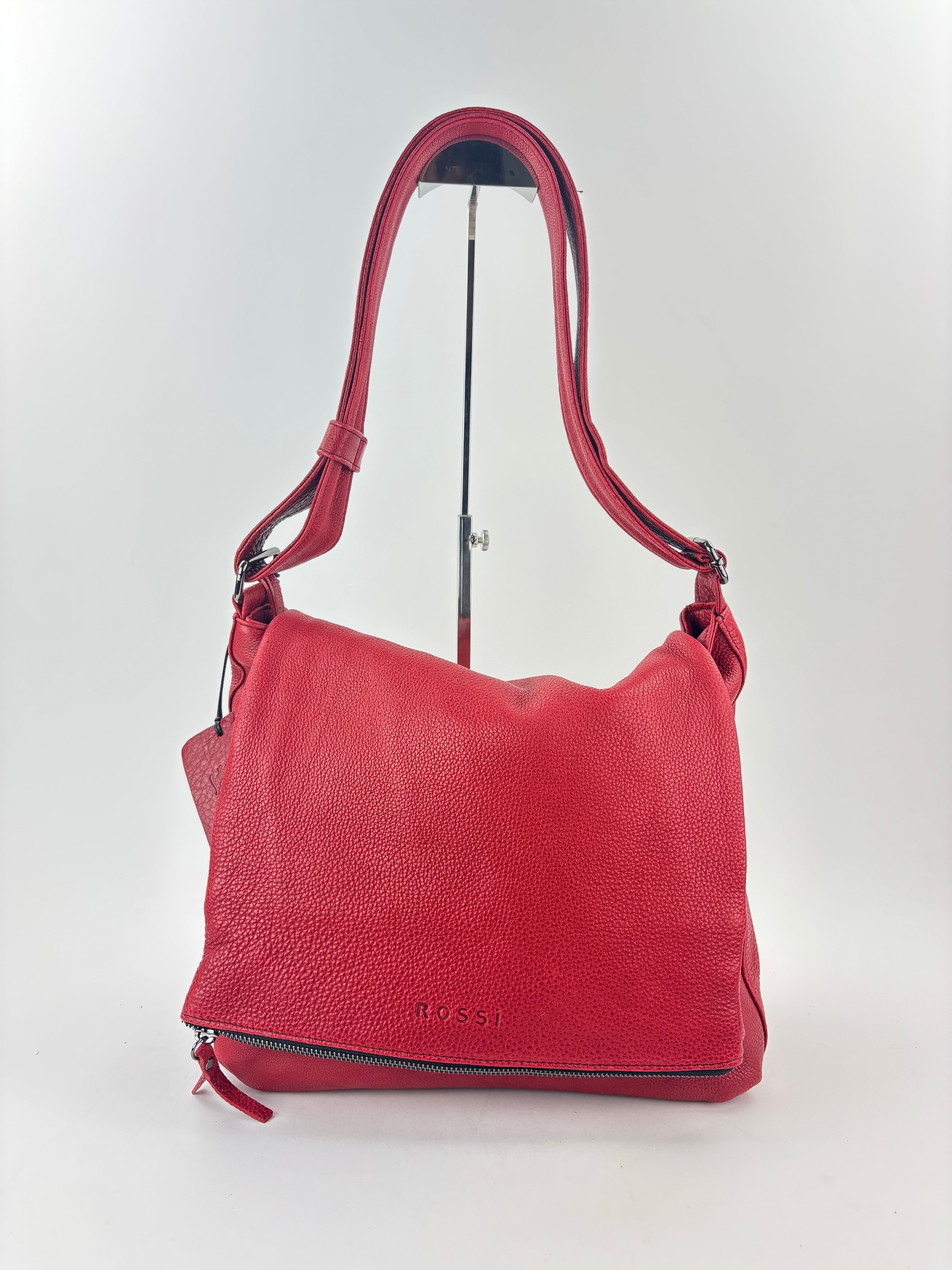 Large Zip Flap pocket Hobo Crossbody Red - Big Bag NY