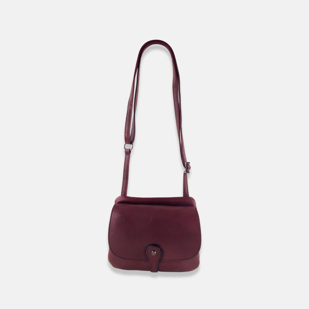 Burgundy Rossi Triple Compartment Leather Satchel - Big Bag NY