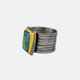 Adjustable Ribbed Band with Green Kyanite