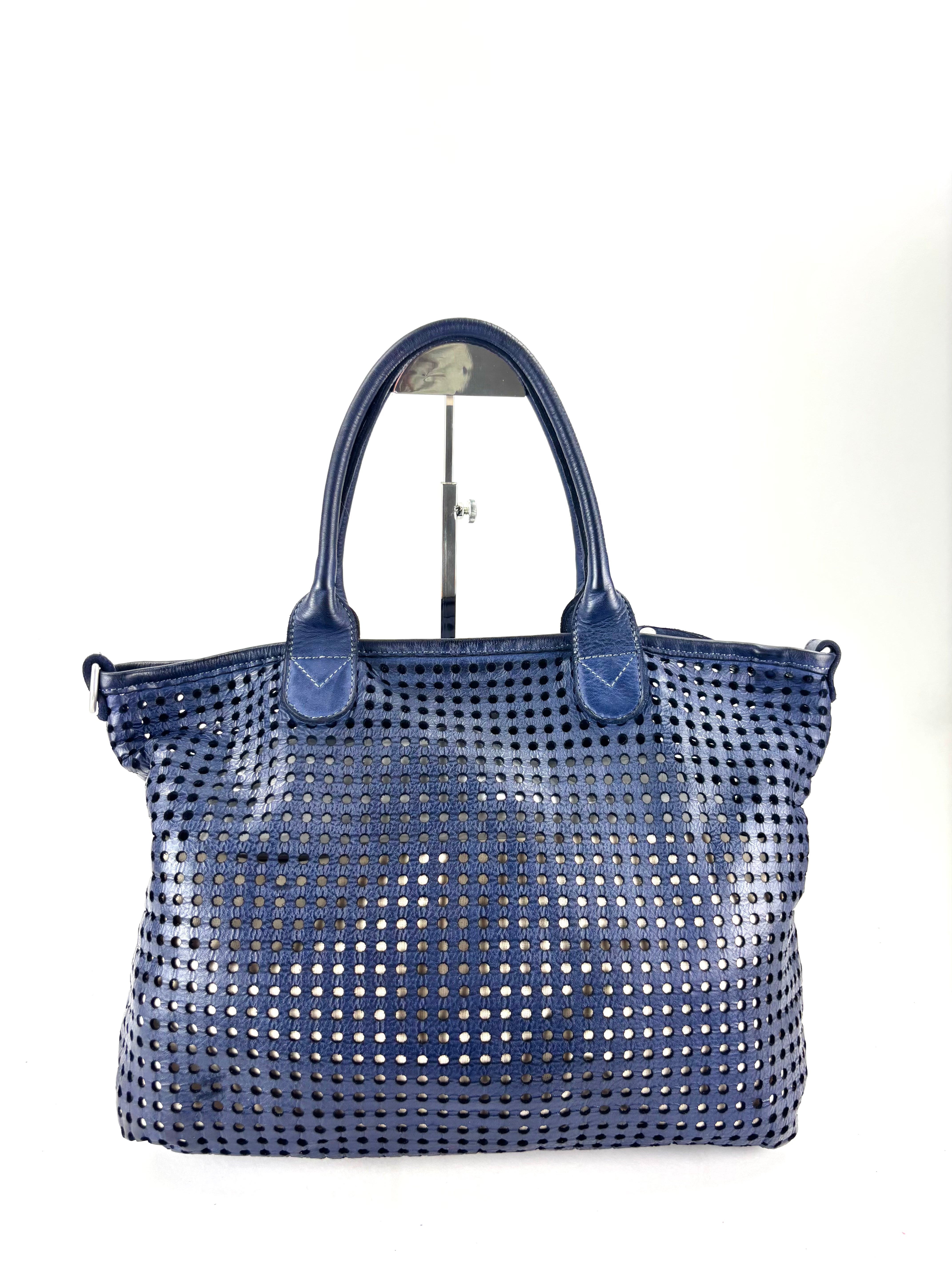 FLAMINGO MAXI DOTS Perforated Tote INK BLUE - Big Bag NY