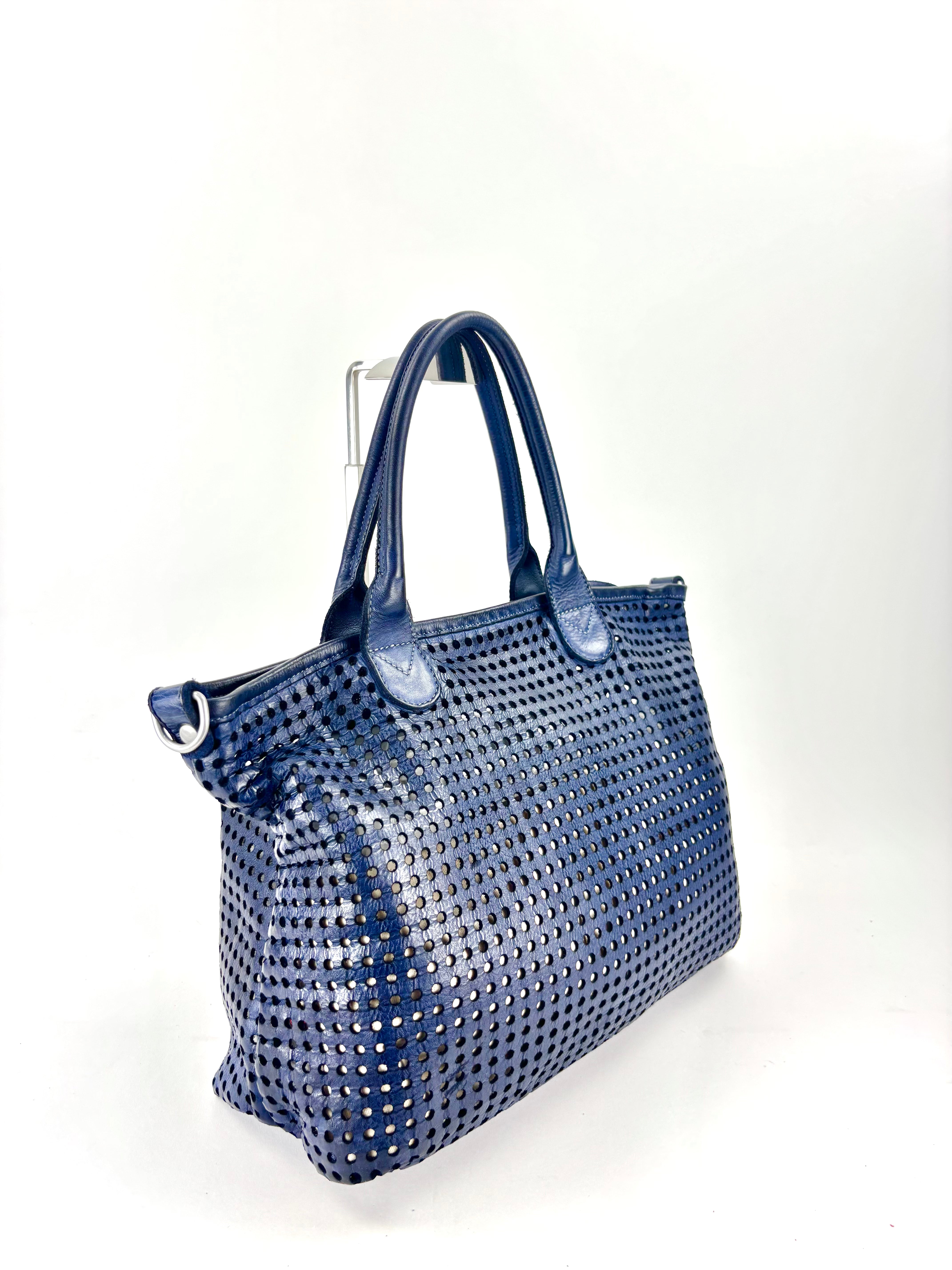 FLAMINGO MAXI DOTS Perforated Tote INK BLUE - Big Bag NY 1
