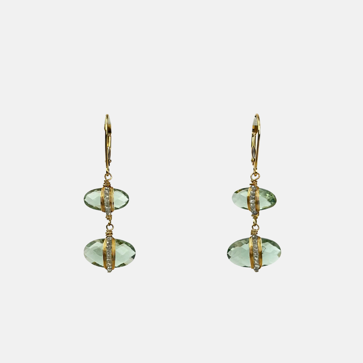 Fluorite Almond Double Drop Earrings - Big Bag NY