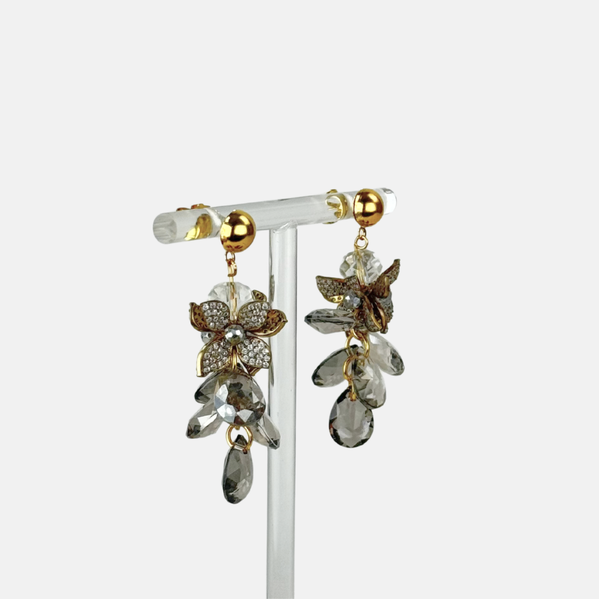 Fotini Gilded Crystal Blossom Drop Earrings