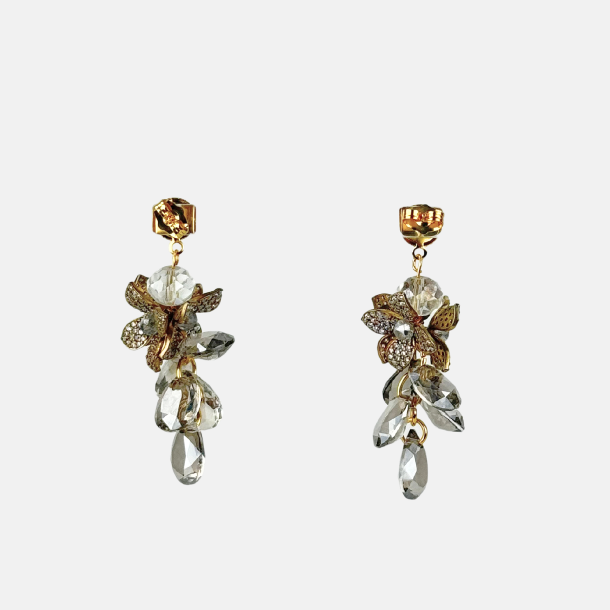 Fotini Gilded Crystal Blossom Drop Earrings