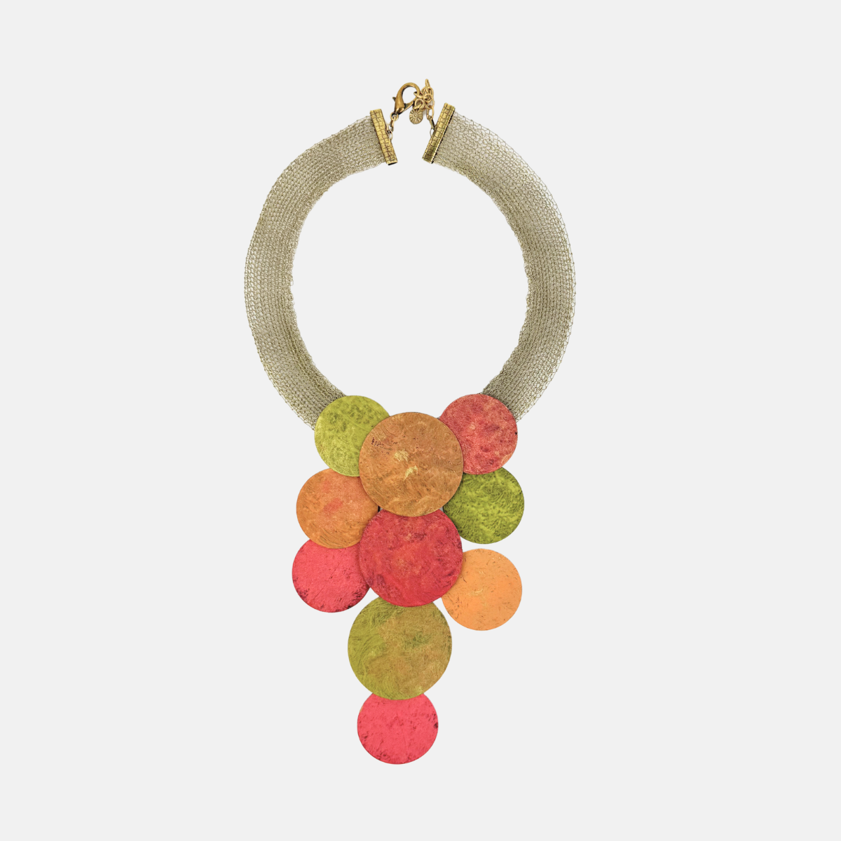 Fotini Hand Painted Patina Circles Collar Necklace - Big Bag NY