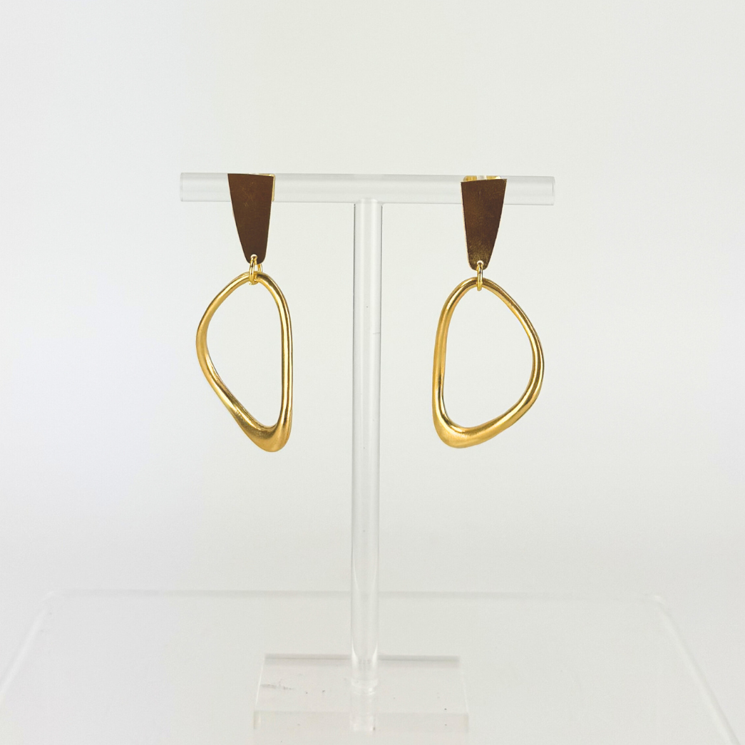 Fotini Irregular Oval Post Hoop Earrings Gold - Big Bag NY