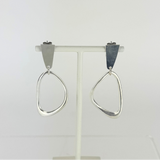 Fotini Irregular Oval Post Hoop Earrings Silver - Big Bag NY