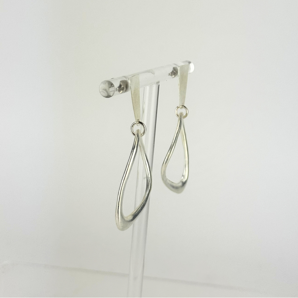 Fotini Irregular Oval Post Hoop Earrings Silver - Big Bag NY 1