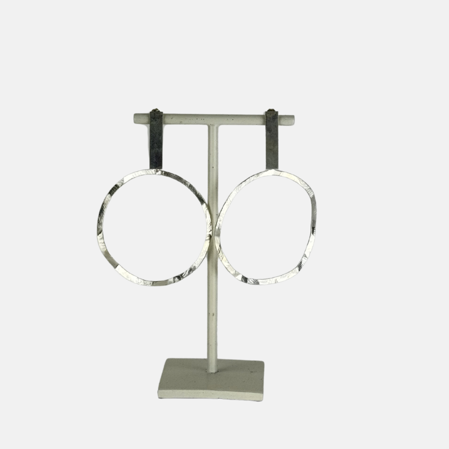 Fotini Large Post Hoops in Silver - Big Bag NY