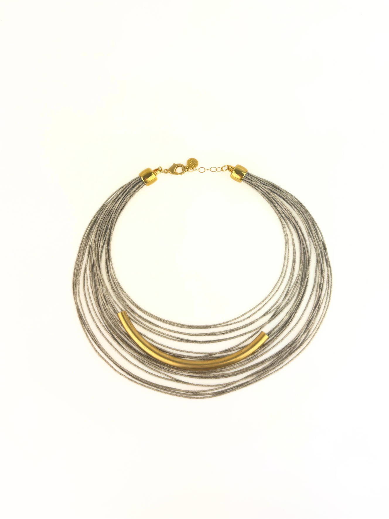 Fotini Layered Linen Half Moon Necklace -Big Bag NY