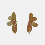 Fotini Painted Gold Botanical Fringe Earrings - Big Bag NY