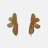 Fotini Painted Gold Botanical Fringe Earrings - Big Bag NY