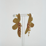 Fotini Painted Gold Botanical Fringe Earrings - Big Bag NY