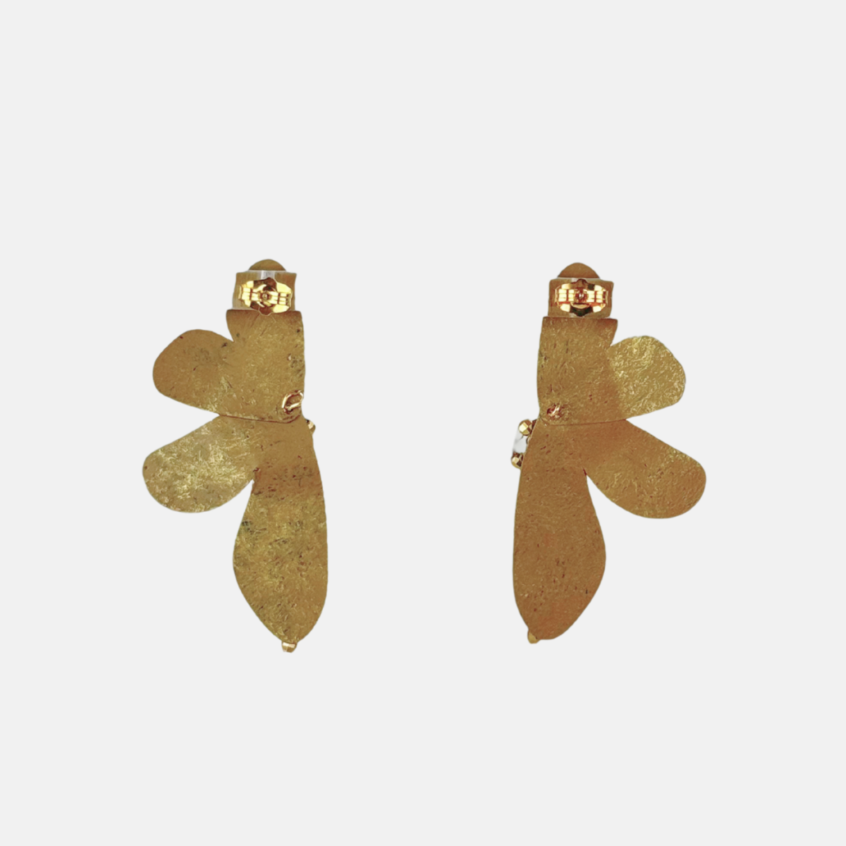Fotini Painted Gold Botanical Fringe Earrings - Big Bag NY