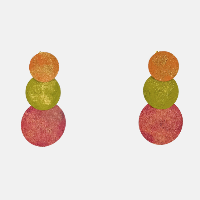 Fotini Painted Multicolor Circle Earrings - Orange - Big Bag NY