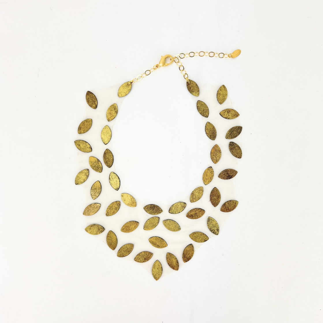 Fotini Reversible Gold and Silver Leaf Mesh Collar Necklace - Big Bag NY