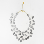 Fotini Reversible Swarovski Crystals and Silver Leaf Mesh Collar Necklace - Big Bag NY