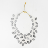 Fotini Reversible Swarovski Crystals and Silver Leaf Mesh Collar Necklace - Big Bag NY