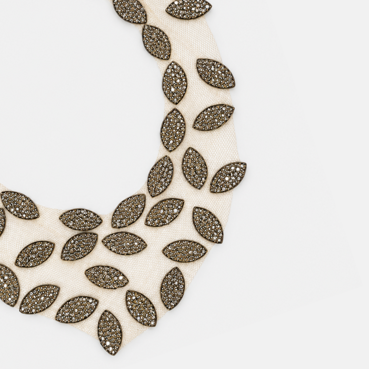 Fotini Reversible Swarovski Crystals and Silver Leaf Mesh Collar Necklace - Big Bag NY