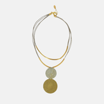 Fotini Silver and Gold Circles Double Layer Necklace - Big Bag NY