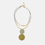 Fotini Silver and Gold Circles Double Layer Necklace - Big Bag NY