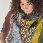 Fuga Fuga Hand Knit Wrap Infinity Shawl in Gold and Olive - Big Bag NY