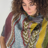 Fuga Fuga Hand Knit Wrap Infinity Shawl in Gold and Olive - Big Bag NY