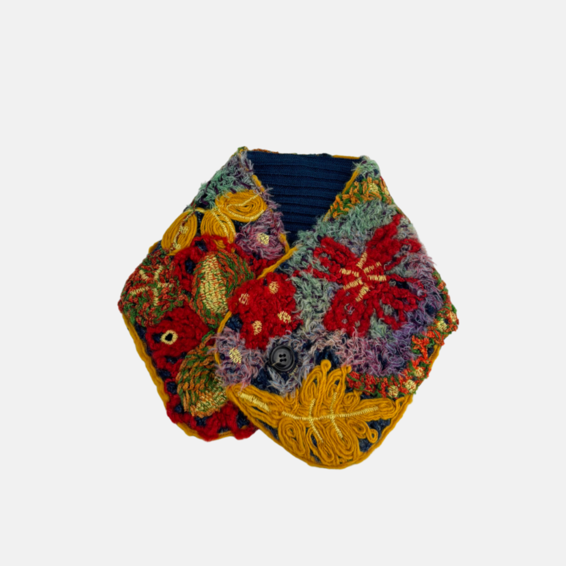 Fuga Fuga Reversible Hand Embroidered Muffler in Golden Yellow
