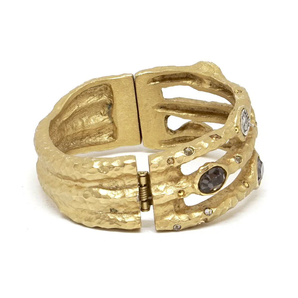 TAT2 Gold Capri 3 Row Coin Crystal & Crystal Bangle - Big Bag NY