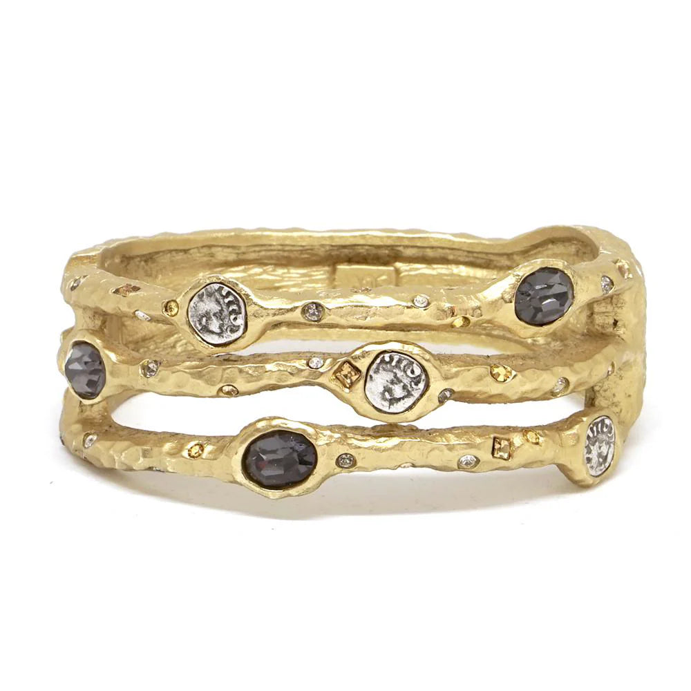 TAT2 Gold Capri 3 Row Coin Crystal & Crystal Bangle - Big Bag NY