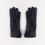 Gala 3 Button Leather Gloves with Cashmere Lining in Black - Big Bag NY