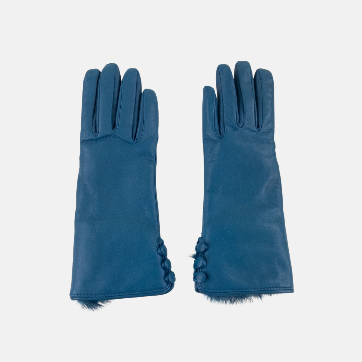 Gala 3 Button Leather Gloves with Cashmere Lining in Petrol - Big Bag NY