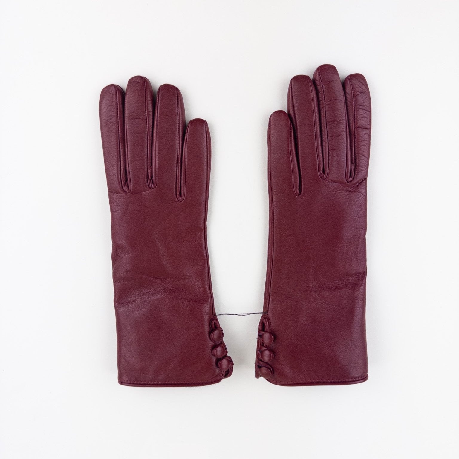 Gala 3 Button Leather Gloves with Cashmere Lining in Rhum - Big Bag NY