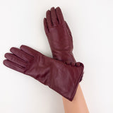 Gala 3 Button Leather Gloves with Cashmere Lining in Rhum - Big Bag NY