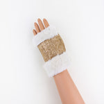 Gala Metallic Fingerless Shearling Glove in Gold- Big Bag NY