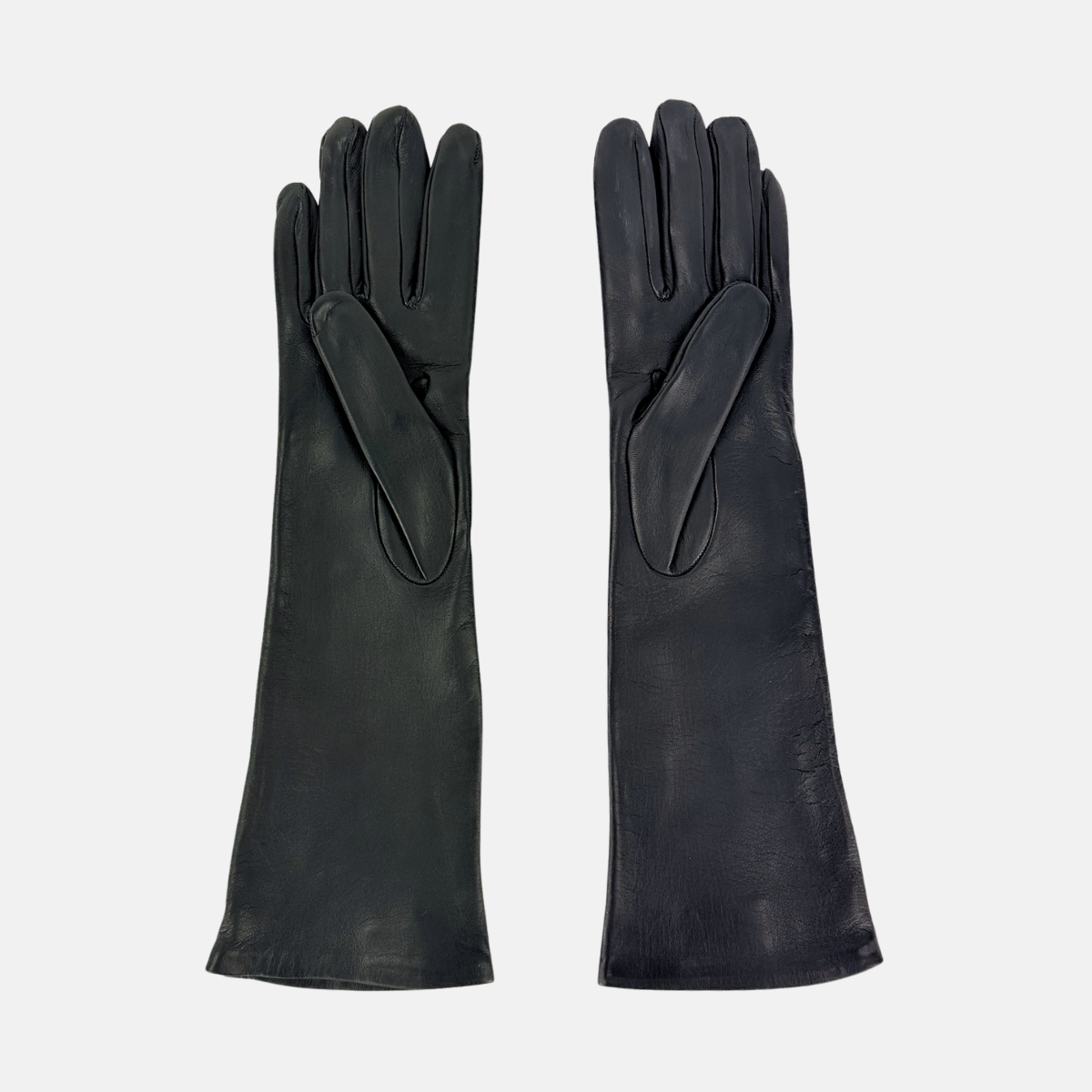 Gala Mid-Length Leather Glove with Silk Lining in Black - Big Bag NY