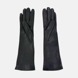 Gala Mid-Length Leather Glove with Silk Lining in Black - Big Bag NY